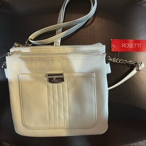 Rosetti Eggshell blue Leather Crossbody Bag with Glossy Finish